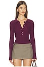 view 1 of 4 Tabitha Crochet Collar Long Sleeve Henley in Italian Plum