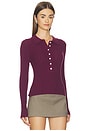 view 2 of 4 Tabitha Crochet Collar Long Sleeve Henley in Italian Plum