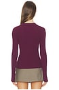 view 4 of 4 Tabitha Crochet Collar Long Sleeve Henley in Italian Plum