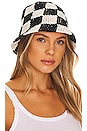 view 1 of 3 Crochet Checkered Bucket Hat in Black & White