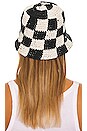 view 2 of 3 Crochet Checkered Bucket Hat in Black & White