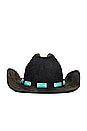 view 3 of 3 Turquoise Cowboy Hat in Black