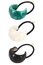 view 1 of 2 Belle Hair Tie Pack Of 3 in Black, White, & Aqua