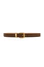view 1 of 3 Suede Belt With Gold Hardware in Brown Suede