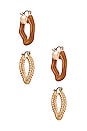 view 1 of 2 Paris Hoops Earring Set in Brown