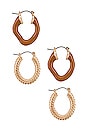 view 2 of 2 Paris Hoops Earring Set in Brown