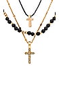 view 2 of 2 Cross Layered Necklace in Black
