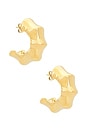 view 1 of 3 Bamboo Mini Hoop Earrings in Gold