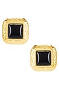 view 1 of 2 Square Gem Stud in Gold & Black