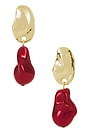view 1 of 2 Roma Dainty Drop Earrings in Gold & Red