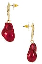 view 2 of 2 Roma Dainty Drop Earrings in Gold & Red