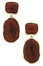 view 1 of 2 PENDIENTES LARGOS JUBA in Brown