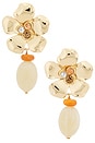 view 1 of 2 Floral Drop Earrings in Gold & Ivory