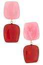 view 1 of 2 Color Blocked Shaped Drop Earrings in Burgundy