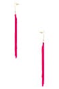 view 2 of 2 Round Top & Flowing Fringe Tassel Statement Earrings in Gold & Fuchsia