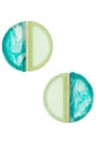 view 1 of 2 CLOUS D'OREILLES HALF-AND-HALF in Gold & Green