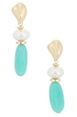 view 1 of 2 Elegant Drop Earrings in Gold & Turquoise
