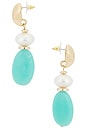 view 2 of 2 Elegant Drop Earrings in Gold & Turquoise