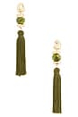 view 1 of 2 Bead Details Tassel Earrings in Gold & Olive