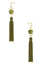 view 2 of 2 Bead Details Tassel Earrings in Gold & Olive