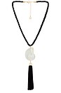 view 1 of 3 Bold Shell Pendant And Long Tassel Accent Statement Necklace in Black & Clear