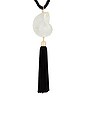 view 3 of 3 Bold Shell Pendant And Long Tassel Accent Statement Necklace in Black & Clear