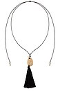 view 1 of 3 Bold Shell Pendant And Long Tassel Accent Statement Necklace in Black