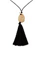 view 2 of 3 Bold Shell Pendant And Long Tassel Accent Statement Necklace in Black