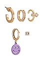 view 1 of 2 SET PENDIENTES SMILEY in Gold