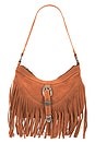 view 1 of 5 Faux Nappa Suede Shoulder Bag in Light Brown