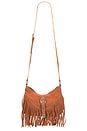 view 5 of 5 Faux Nappa Suede Shoulder Bag in Light Brown