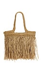 view 1 of 4 BOLSO TOTE WOVEN STRAW FRINGE TOTE BAG in Tan