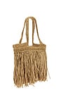 view 3 of 4 BOLSO TOTE WOVEN STRAW FRINGE TOTE BAG in Tan