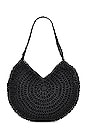 view 2 of 4 Round Straw Tote in Black