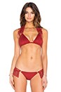 view 1 of 4 Fringe Triangle Bikini Top in Red