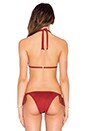 view 3 of 4 Fringe Triangle Bikini Top in Red