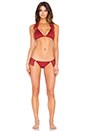 view 4 of 4 Fringe Triangle Bikini Top in Red