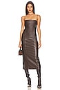 view 1 of 3 Faux Leather Midi Dress in Dark Brown