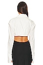 view 3 of 4 Contrast Button Crop Shirt in White