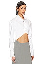 view 2 of 4 Wide Shoulder Asymmetric Cuff Shirt in White