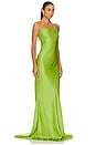view 3 of 4 Open Back Gown With Bow in Olive Green