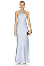 view 1 of 4 Halter Slip Gown With Flower in Silver Blue