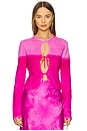 view 1 of 4 Machine Knit Cardigan in Fuschia Degrade