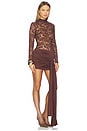 view 2 of 3 Mini Long Sleeve Lace Dress in Umber