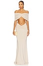 view 1 of 3 Drop Shoulder Top And Draped Long Skirt Set in Cream
