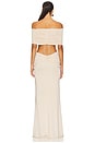 view 3 of 3 Drop Shoulder Top And Draped Long Skirt Set in Cream