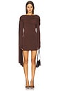 view 1 of 4 Beatriz Drape Mini Dress in Brown