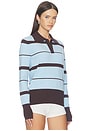 view 2 of 4 Judy Polo Top in Blue & Brown Stripe