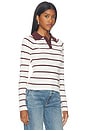 view 2 of 4 Bronson Knit Polo Top in Cream & Brown Stripe