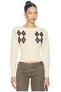 view 1 of 4 CÁRDIGAN KOURTNEY in Cream & Brown Argyle
